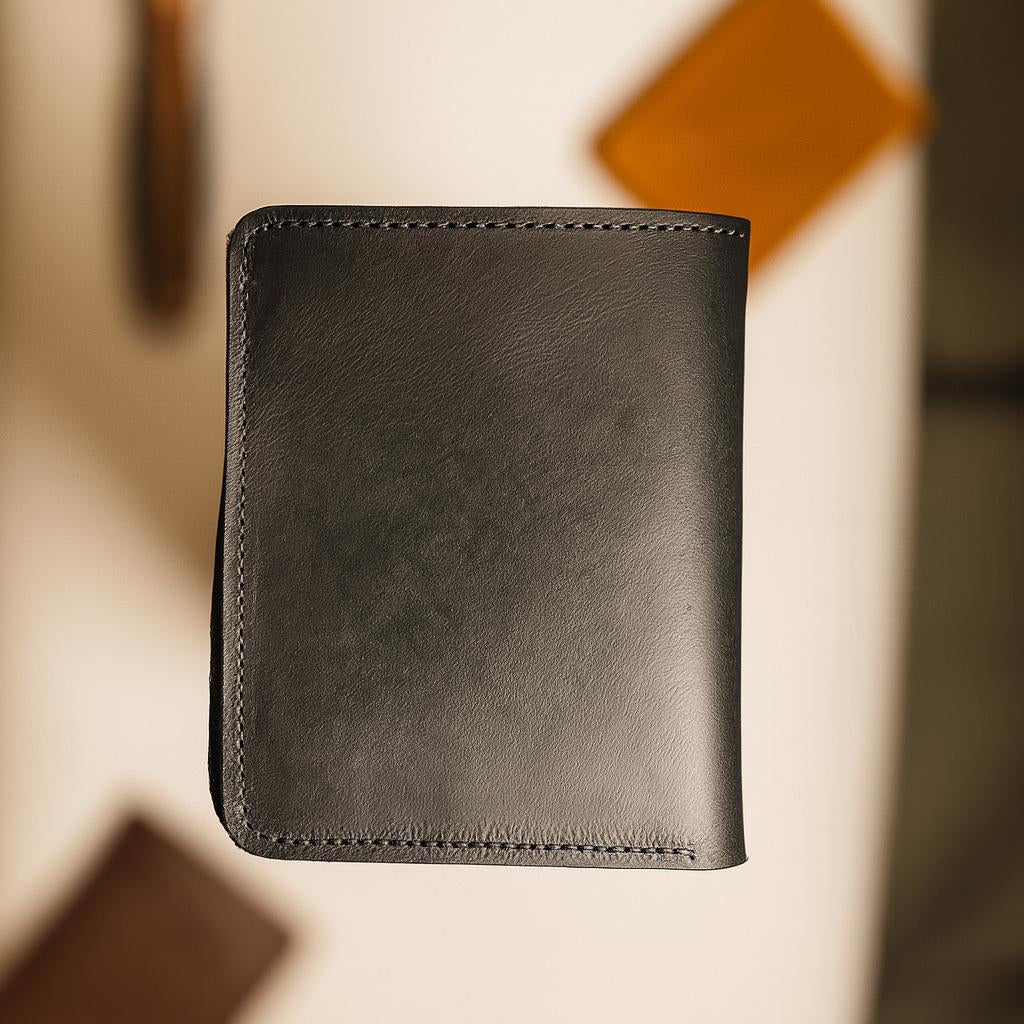 Meeras Handmade Black Colour Vertical Medium Wallet