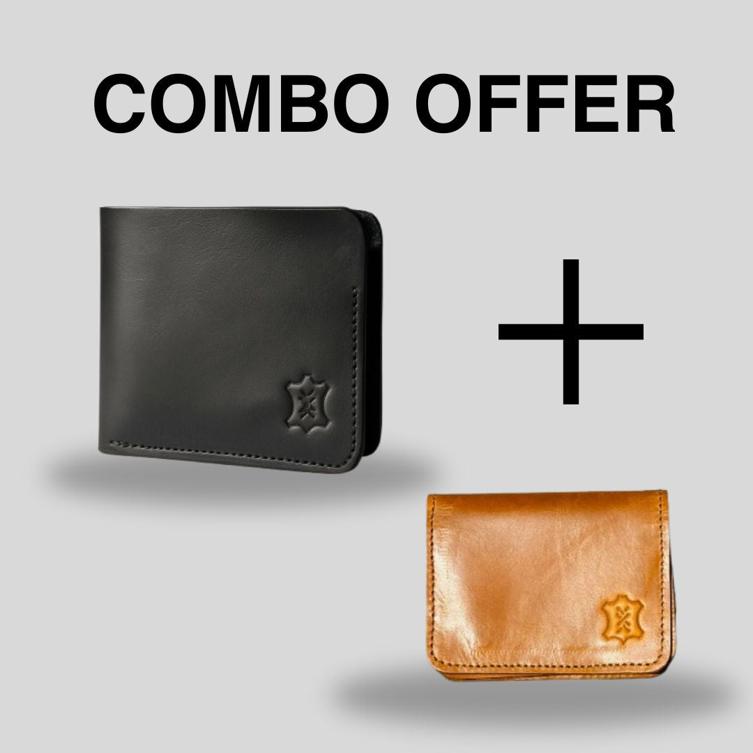 Handmade Leather Bifold Wallet + Card Holder | Combo Offer