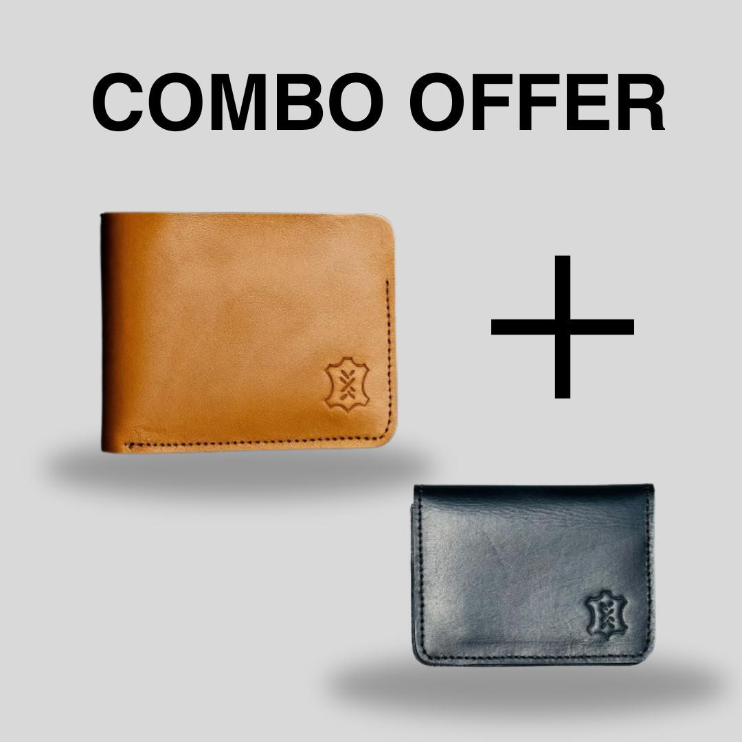 Handmade Leather Bifold Wallet + Card Holder | Combo Offer