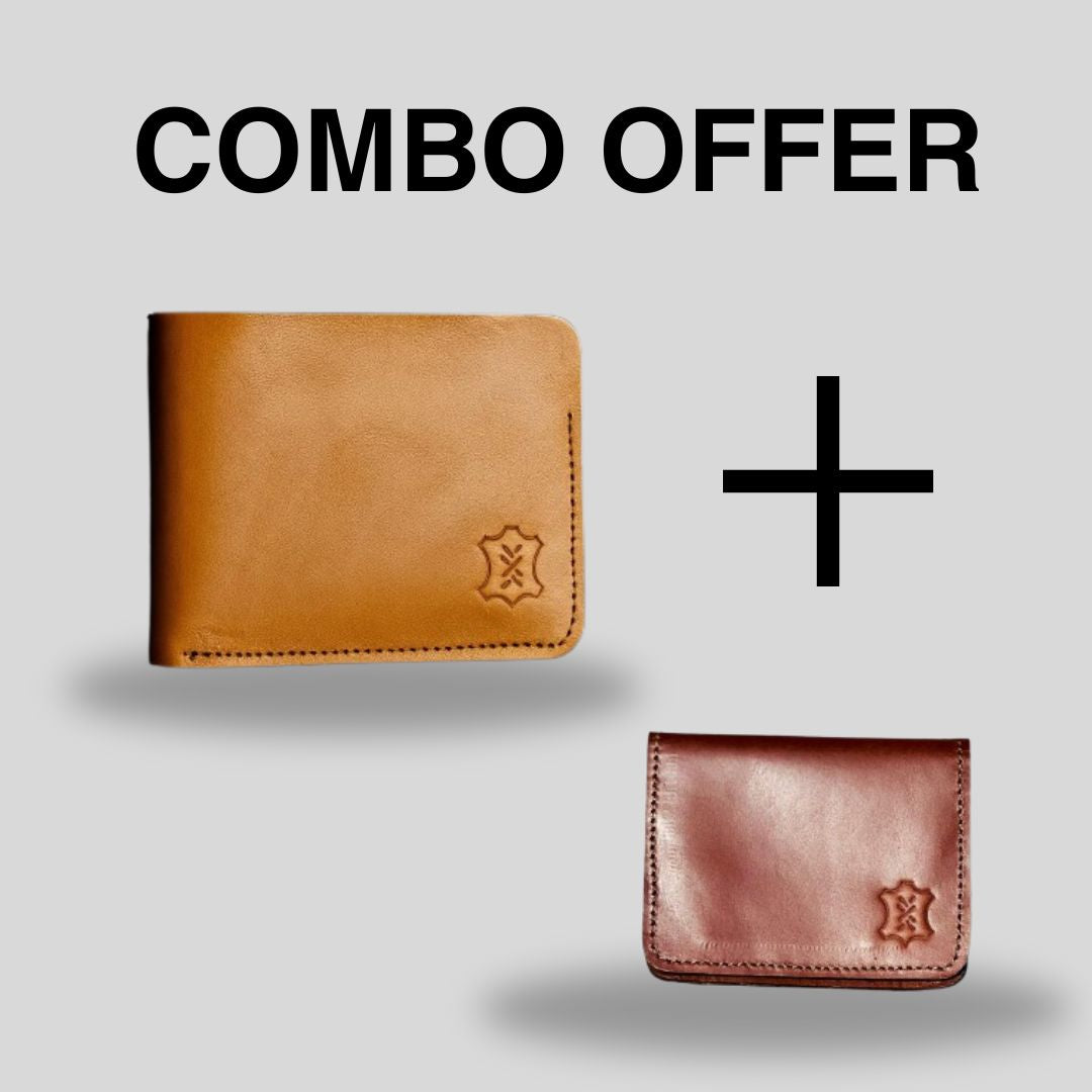 Handmade Leather Bifold Wallet + Card Holder | Combo Offer