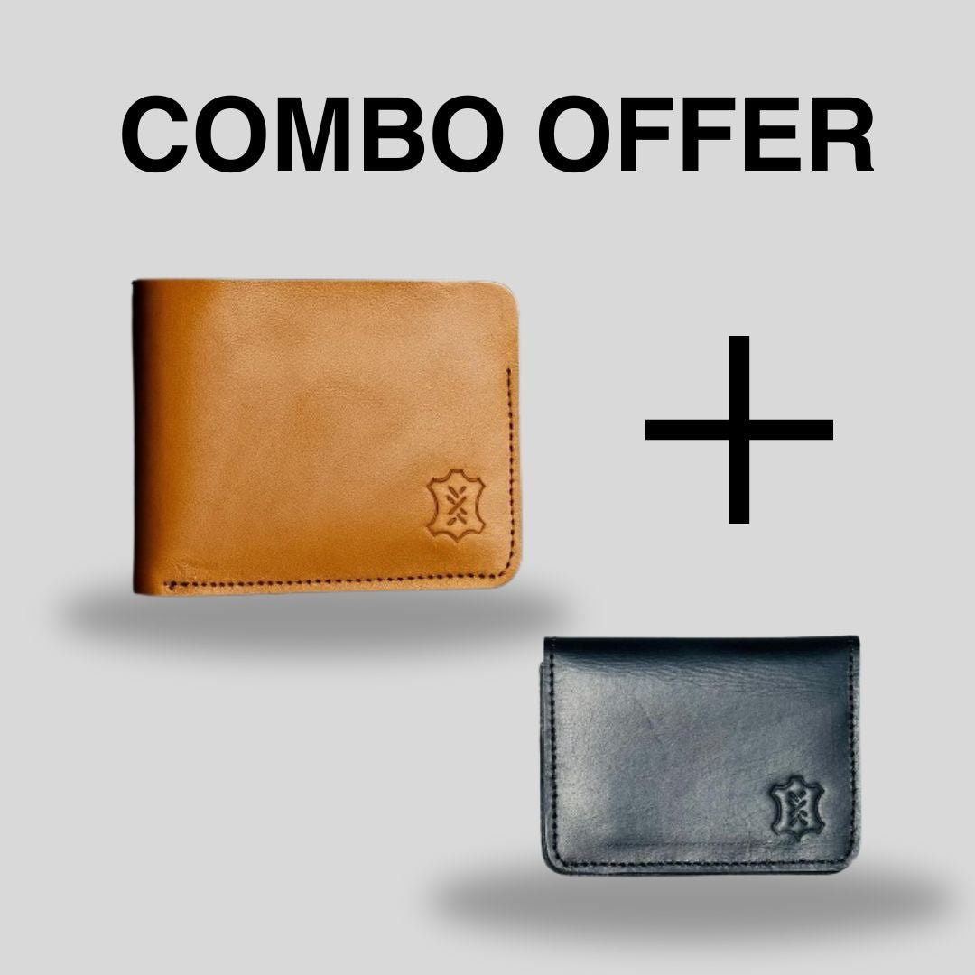 Handmade Leather Bifold Wallet + Card Holder | Combo Offer - Meeras Leather