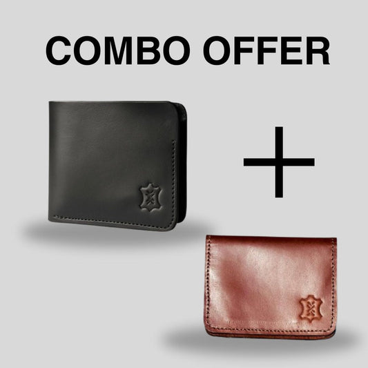 Handmade Leather Bifold Wallet + Card Holder | Combo Offer - Meeras Leather