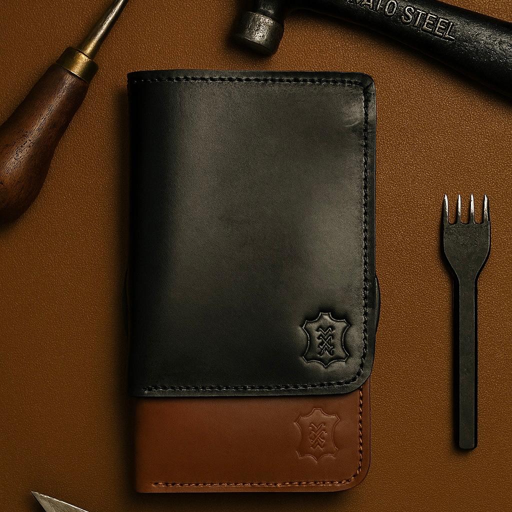 Meeras Handmade Black Colour Vertical Medium Wallet