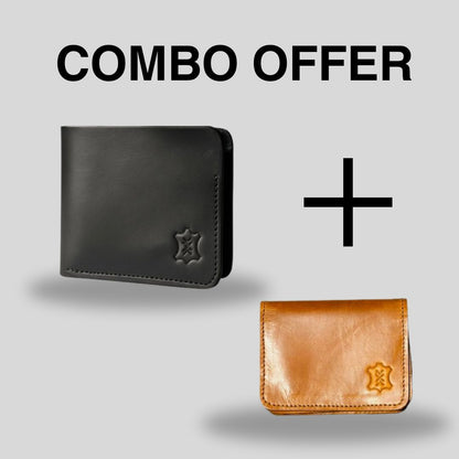 Handmade Leather Bifold Wallet + Card Holder | Combo Offer