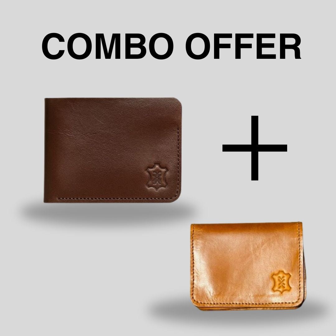 Handmade Leather Bifold Wallet + Card Holder | Combo Offer - Meeras Leather