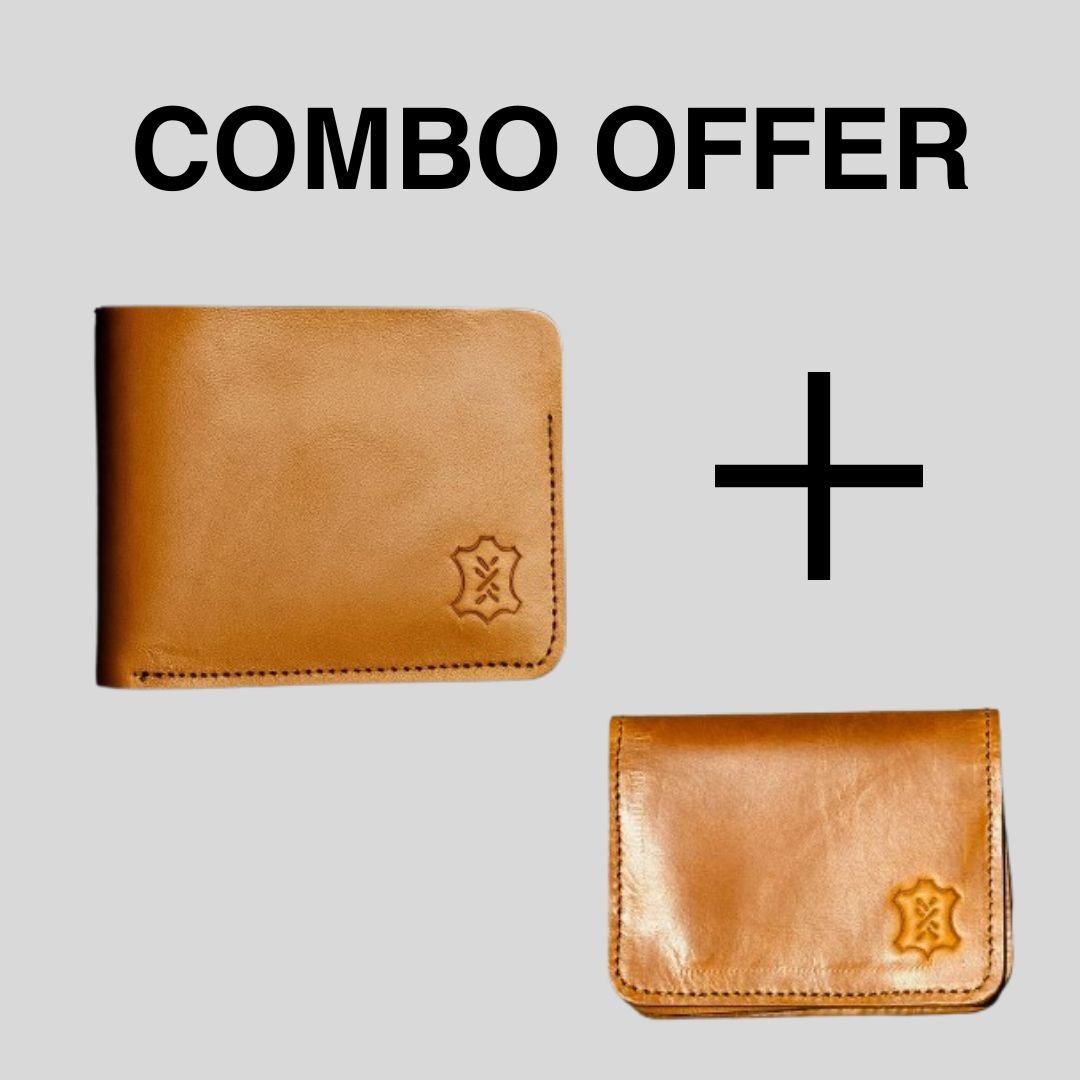 Handmade Leather Bifold Wallet + Card Holder | Combo Offer - Meeras Leather