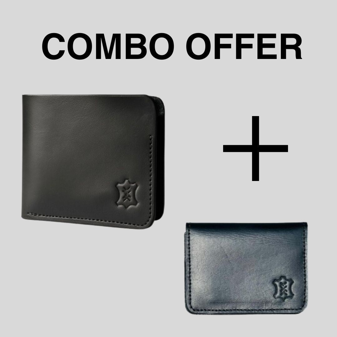 Handmade Leather Bifold Wallet + Card Holder | Combo Offer - Meeras Leather