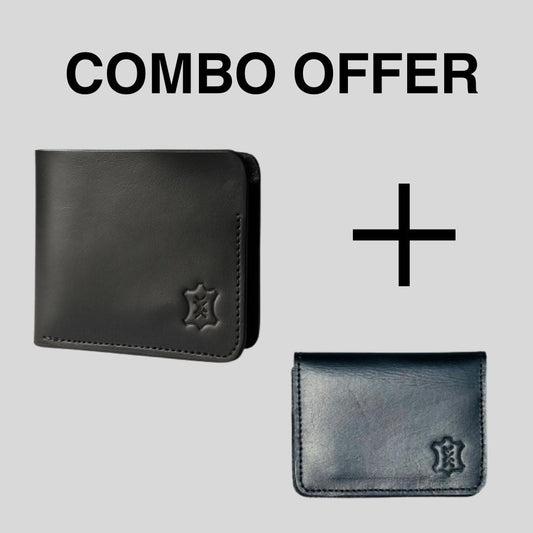 Handmade Leather Bifold Wallet + Card Holder | Combo Offer - Meeras Leather